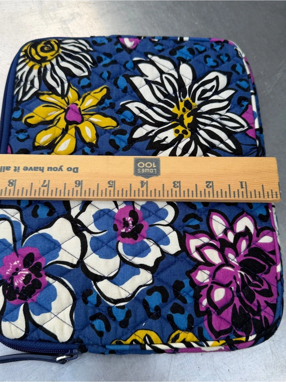 Vera Bradley African Violet Blue Floral Quilted Tablet iPad Sleeve Zip Case